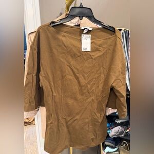 H&M Brown Boat Neck Top Medium New With Tags